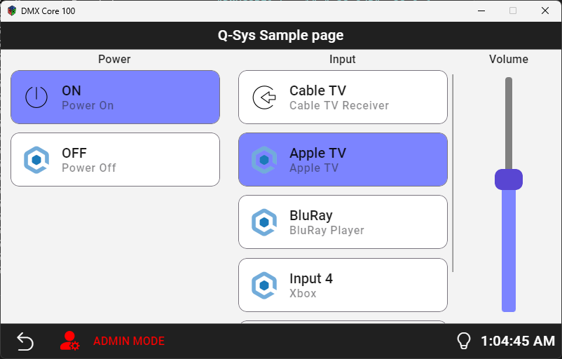 DMX Core 100 Wall Controller - External Remote Control (QSYS/Symetrix)