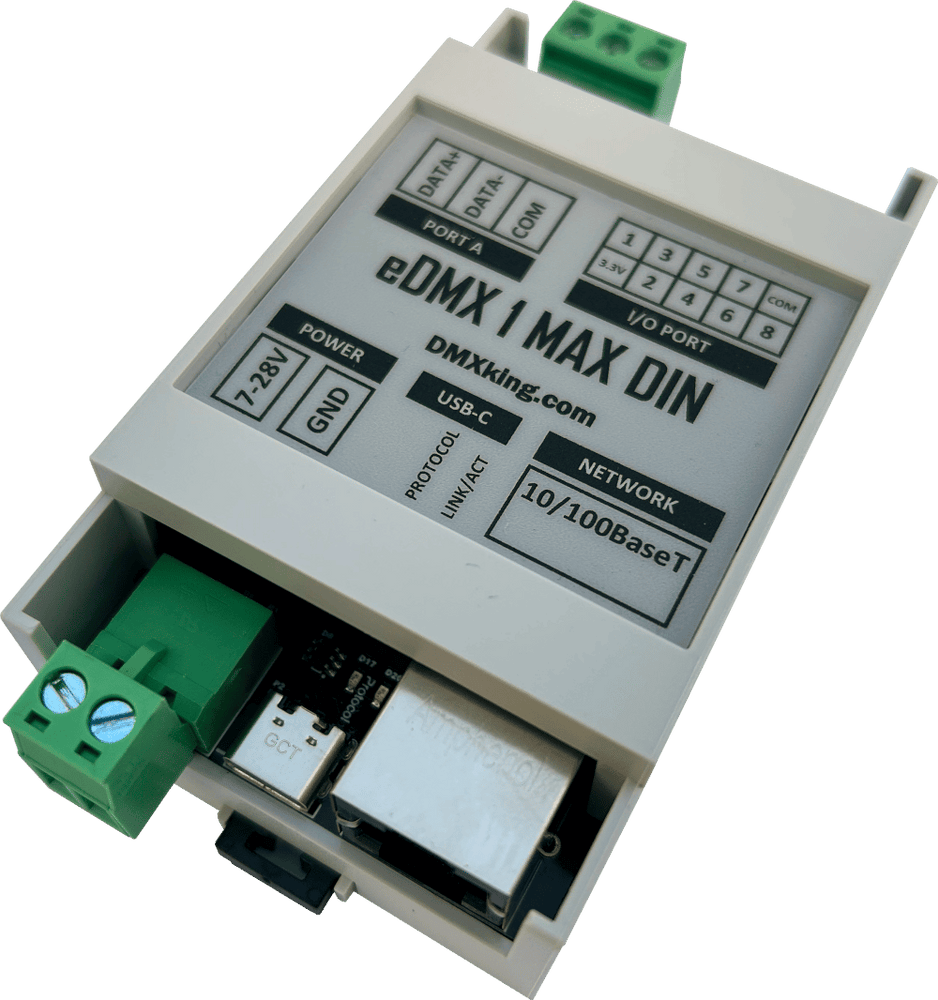 DMXking eDMX1 DIN MAX - ArtNet/sACN to DMX Controller