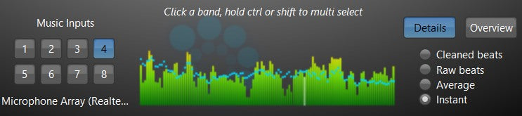 Lightjams music analyzer turning live audio into DMX lighting