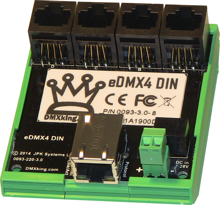 DMXking eDMX4 DIN PRO ArtNet/sACN to DMX Controller